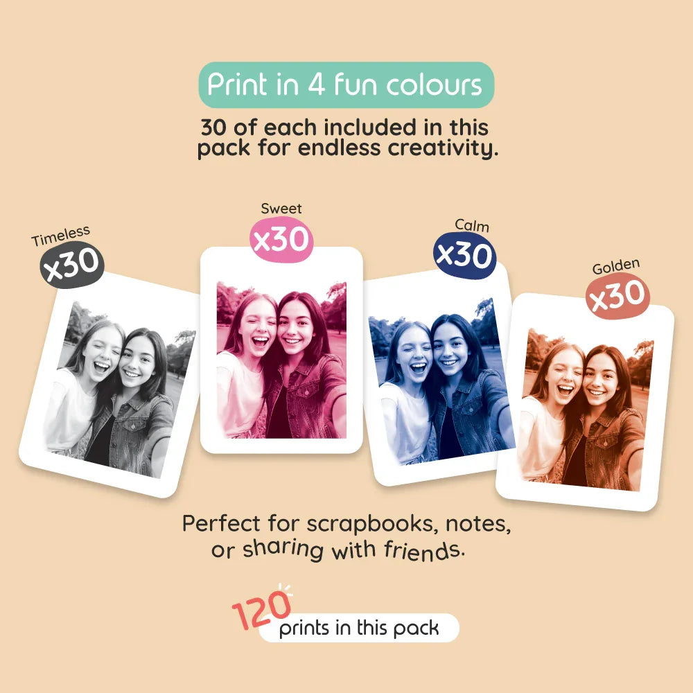 Four styles of photo prints: Timeless, Sweet, Calm, and Golden, with 30 of each.
